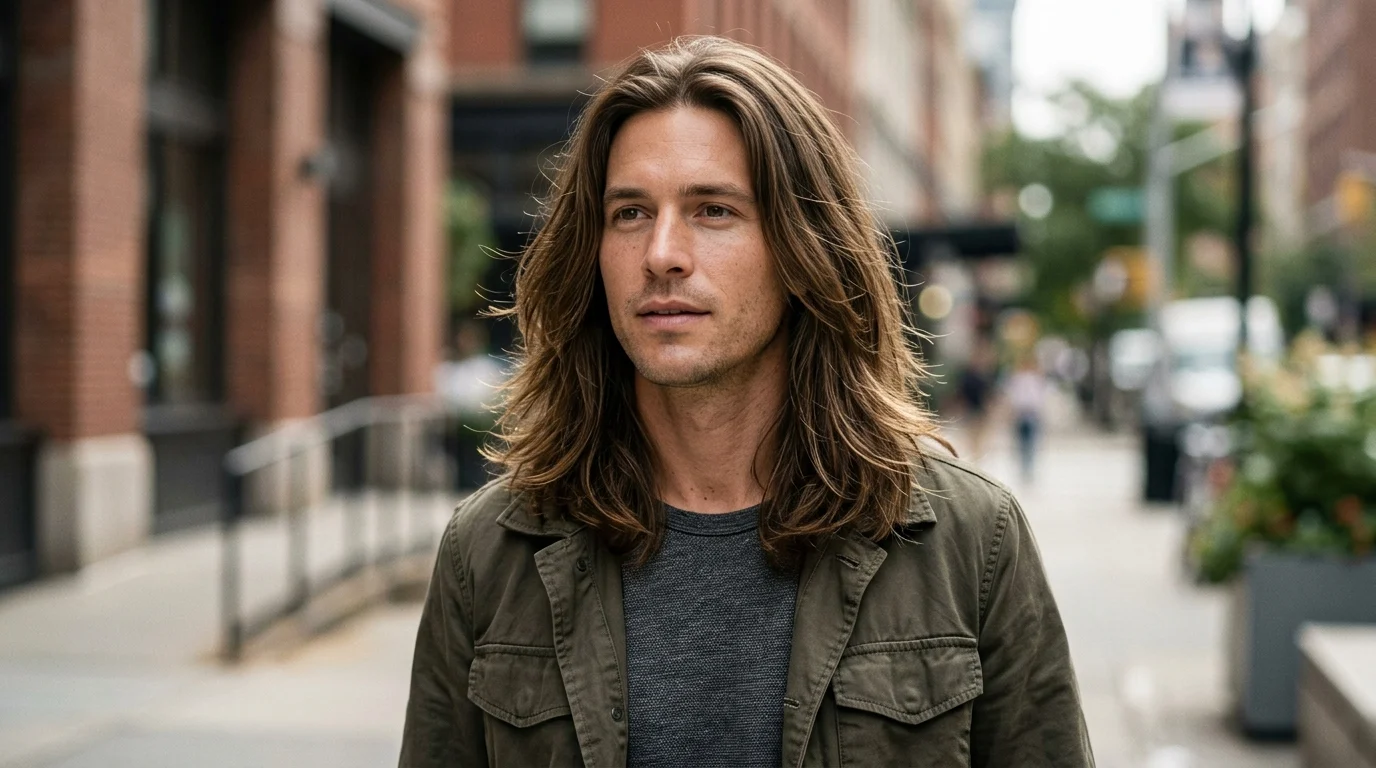 Stylish long layered haircut for men with natural movement