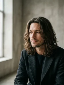 Man maintaining healthy long hair with a wide-tooth comb