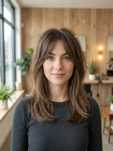 Medium wolf cut with long layers and subtle crown texture.