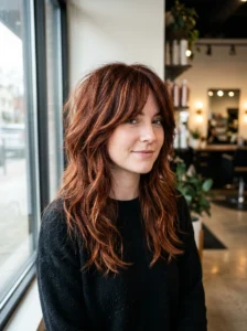 Auburn wolf cut with warm copper highlights