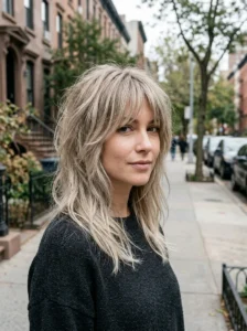 Cool blonde wolf cut with subtle ash highlights
