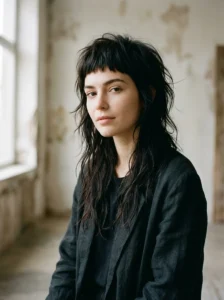 Micro fringe with a dramatic long layered wolf cut