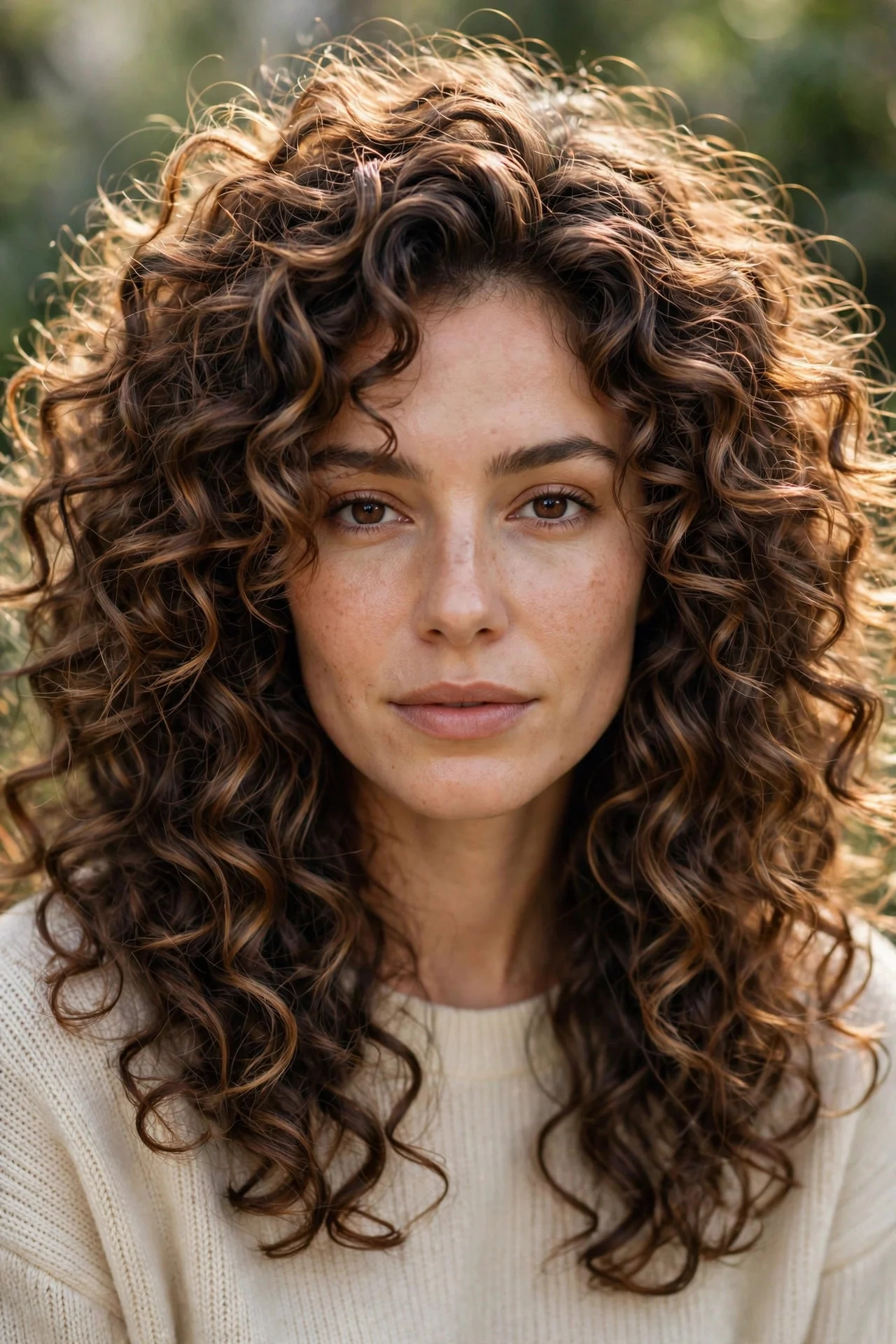 Mocha Balayage on Curly Hair hair