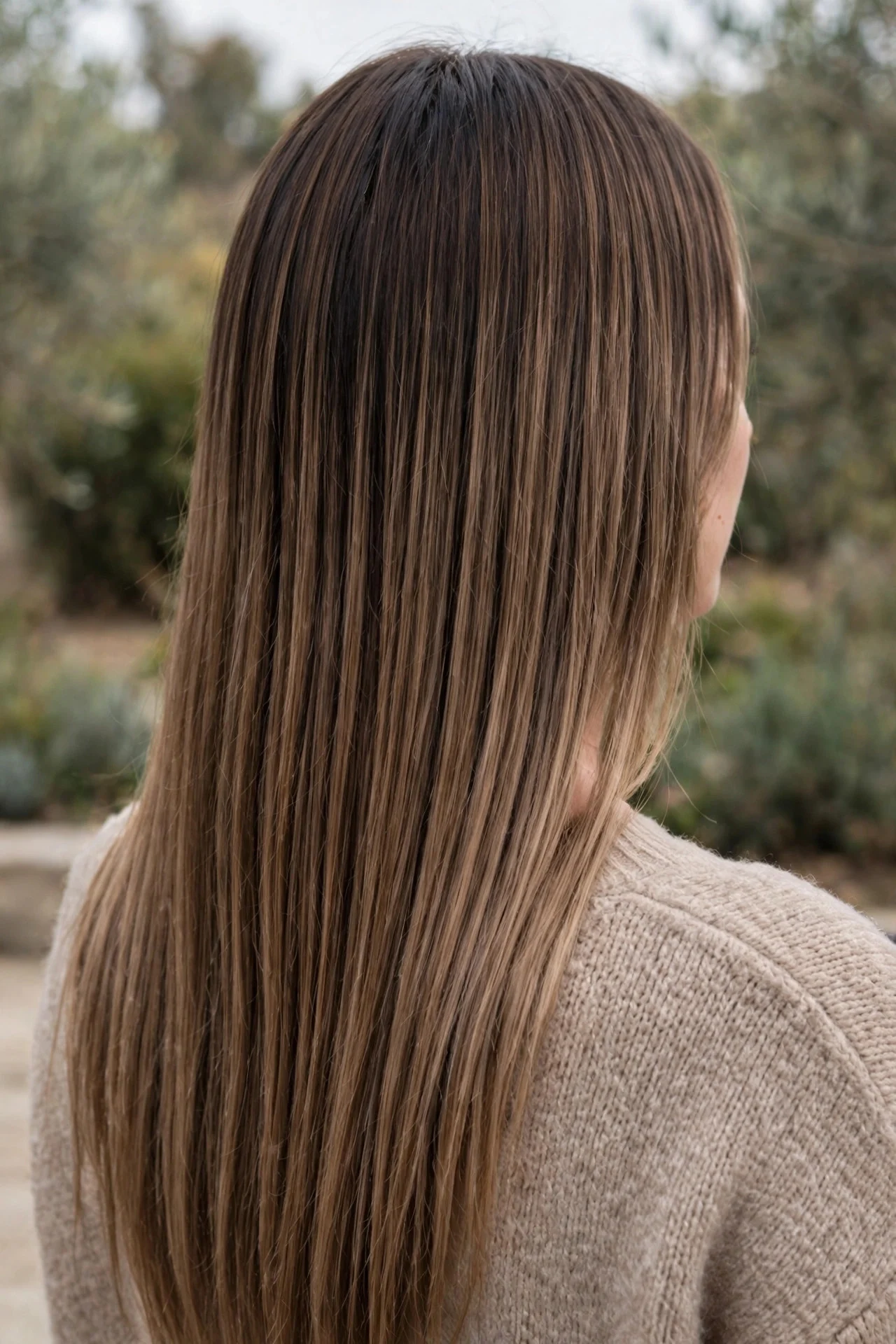 Mocha Balayage With Root Shadow hair
