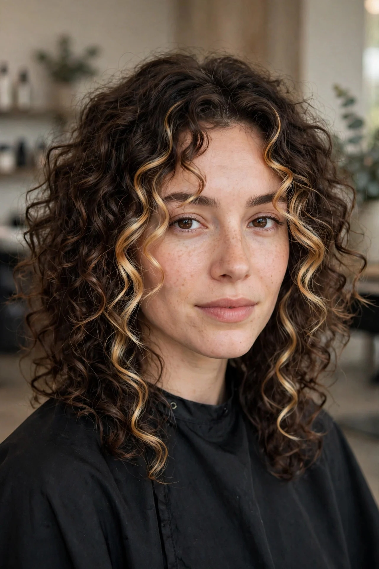 Honey Blonde Pieces on Curly Hair