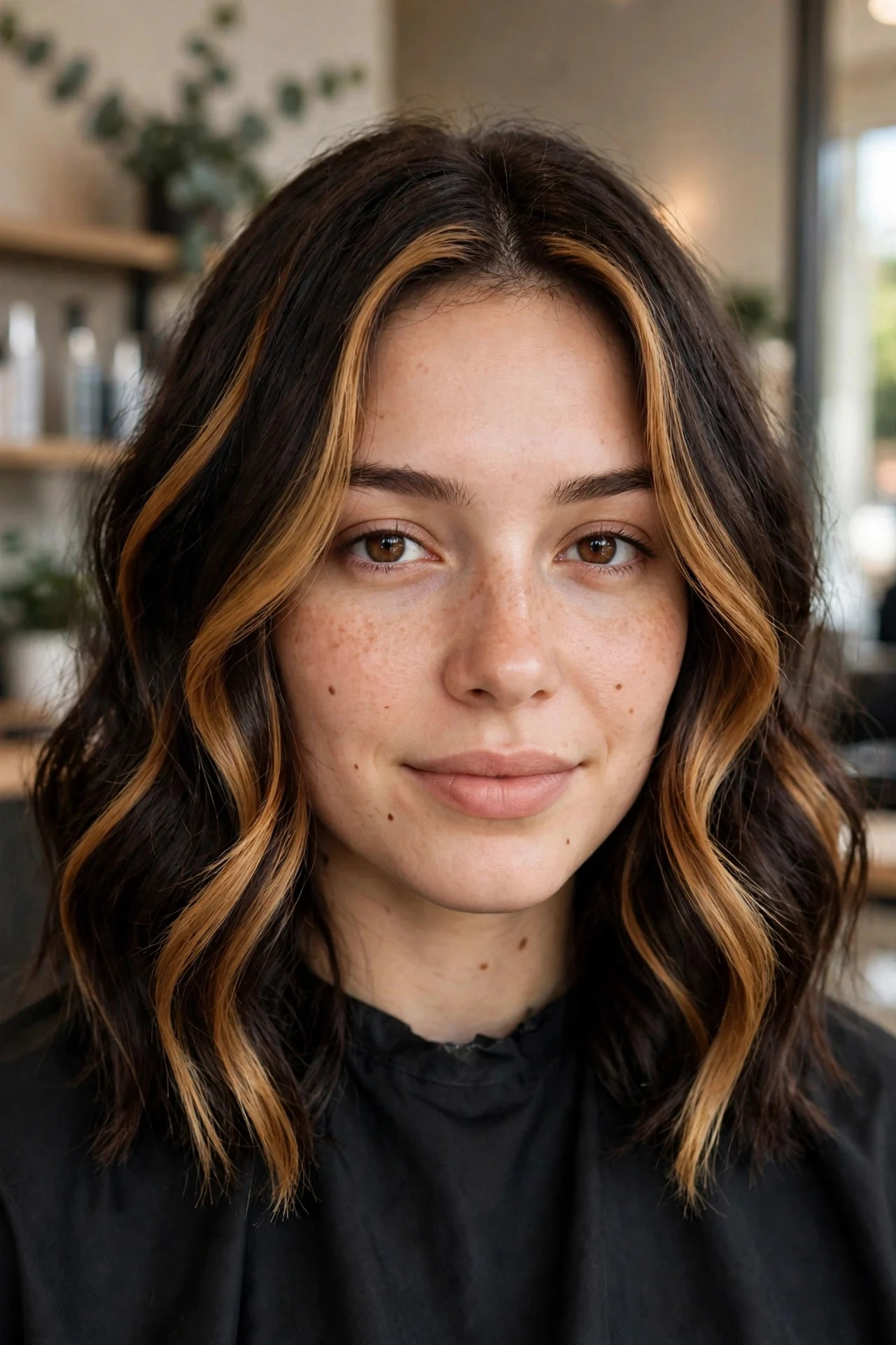 Caramel Ribbons on Espresso Hair