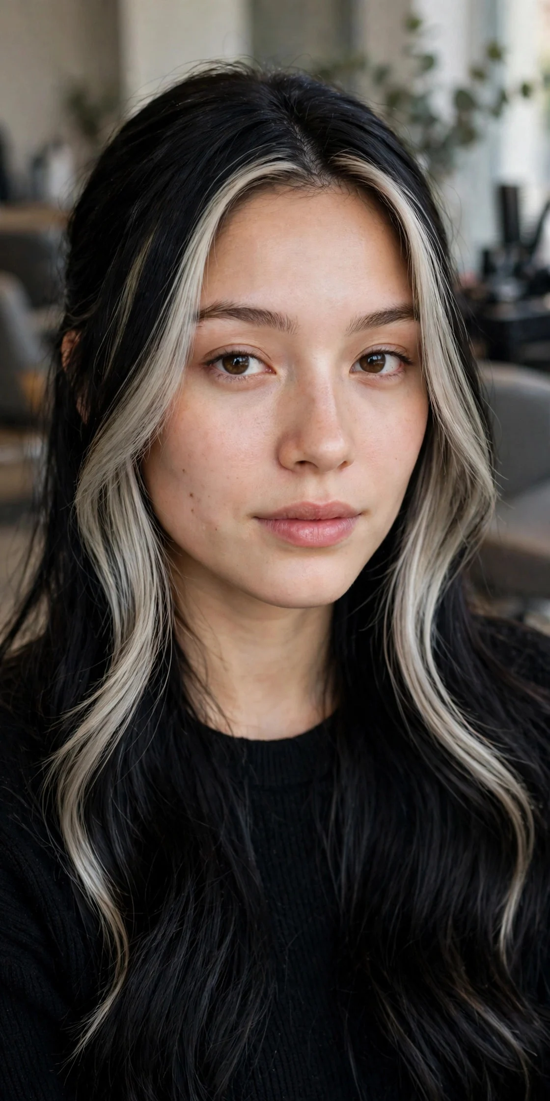 Cool Ash Face Frame on Black Hair
