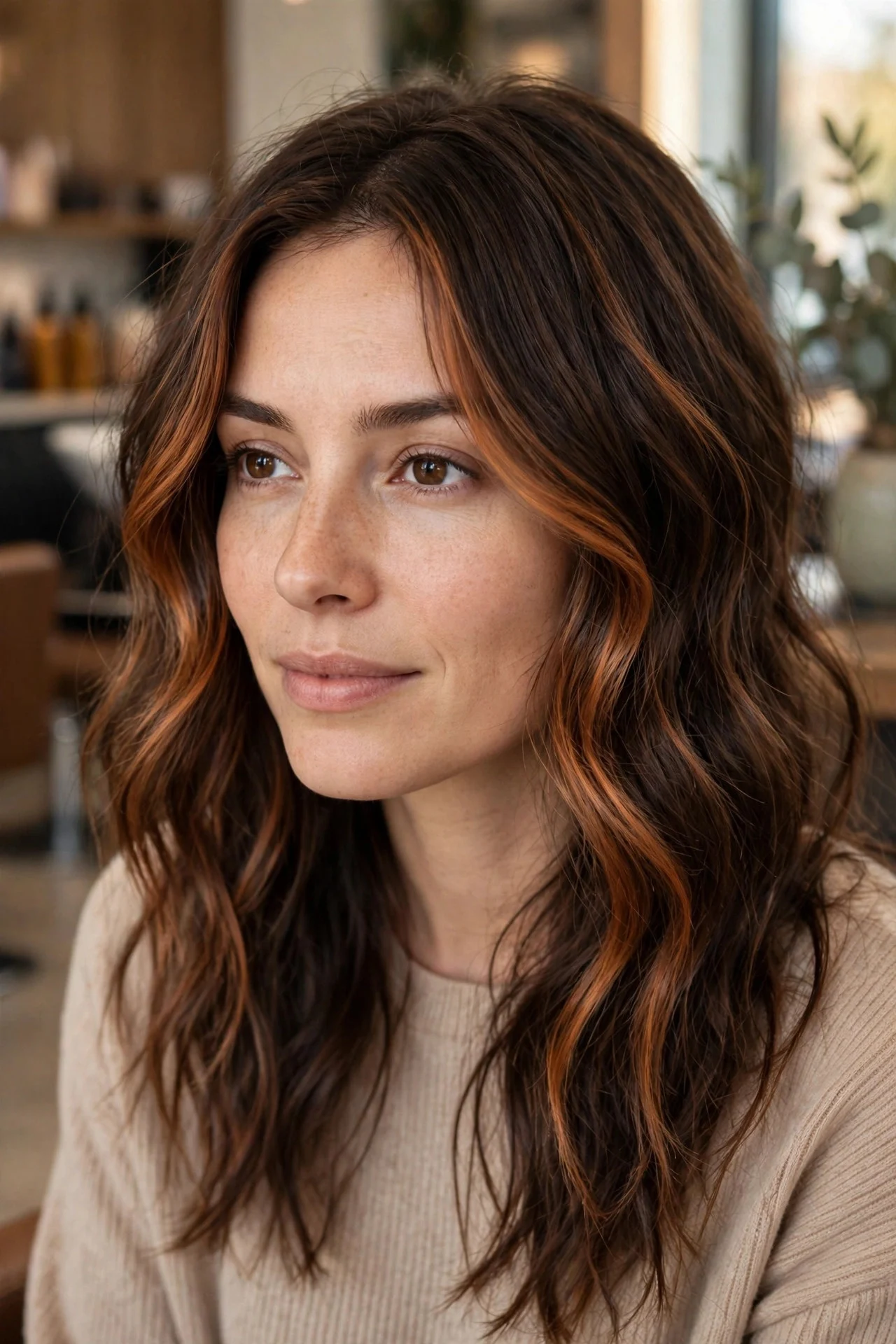 Warm Copper Face-Framing Highlights