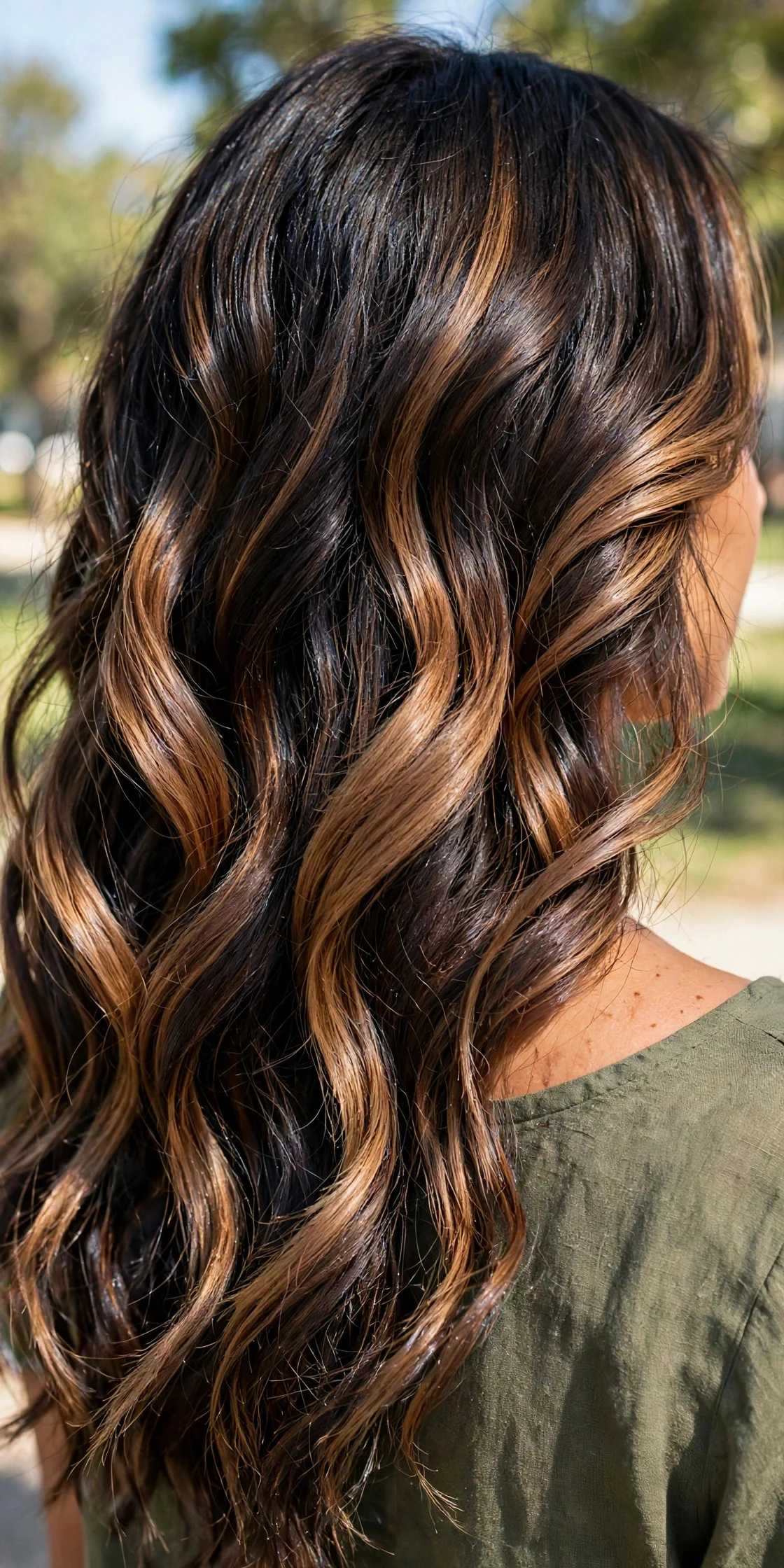 Mocha Ribbon Weave - espresso mocha balayage idea