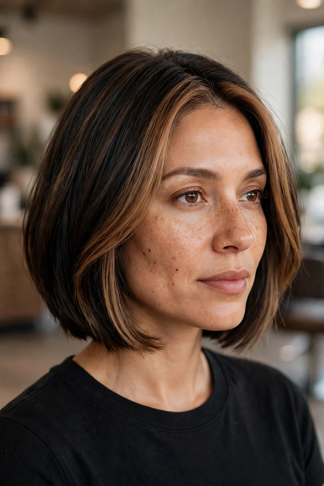 Toasted Coffee Money Pieces - espresso mocha balayage idea