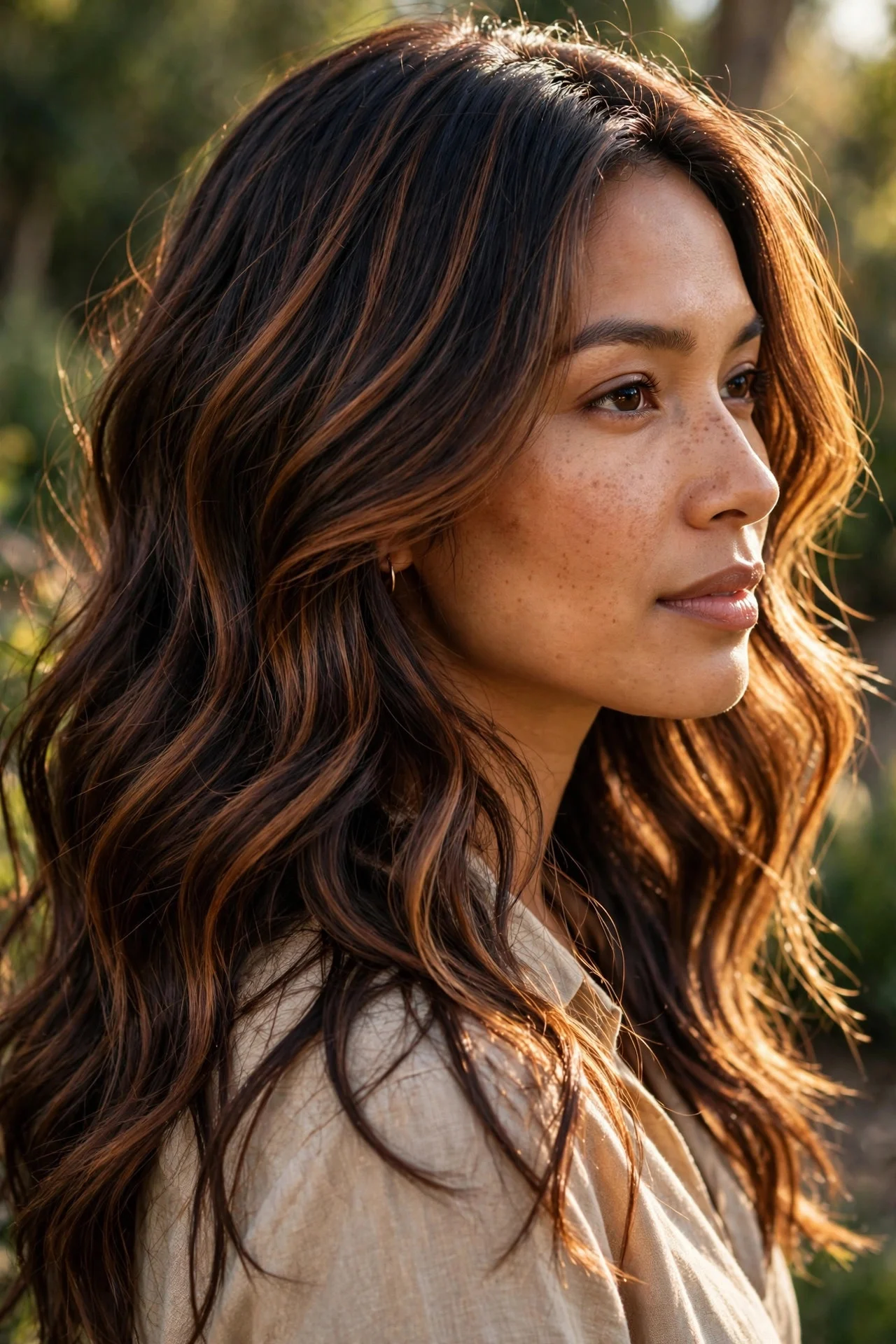 Cinnamon-Laced Espresso Balayage - espresso mocha balayage idea
