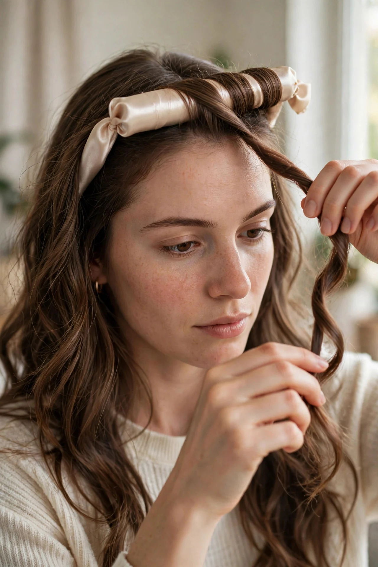 Satin Heatless Curl Rod (Headband Method)