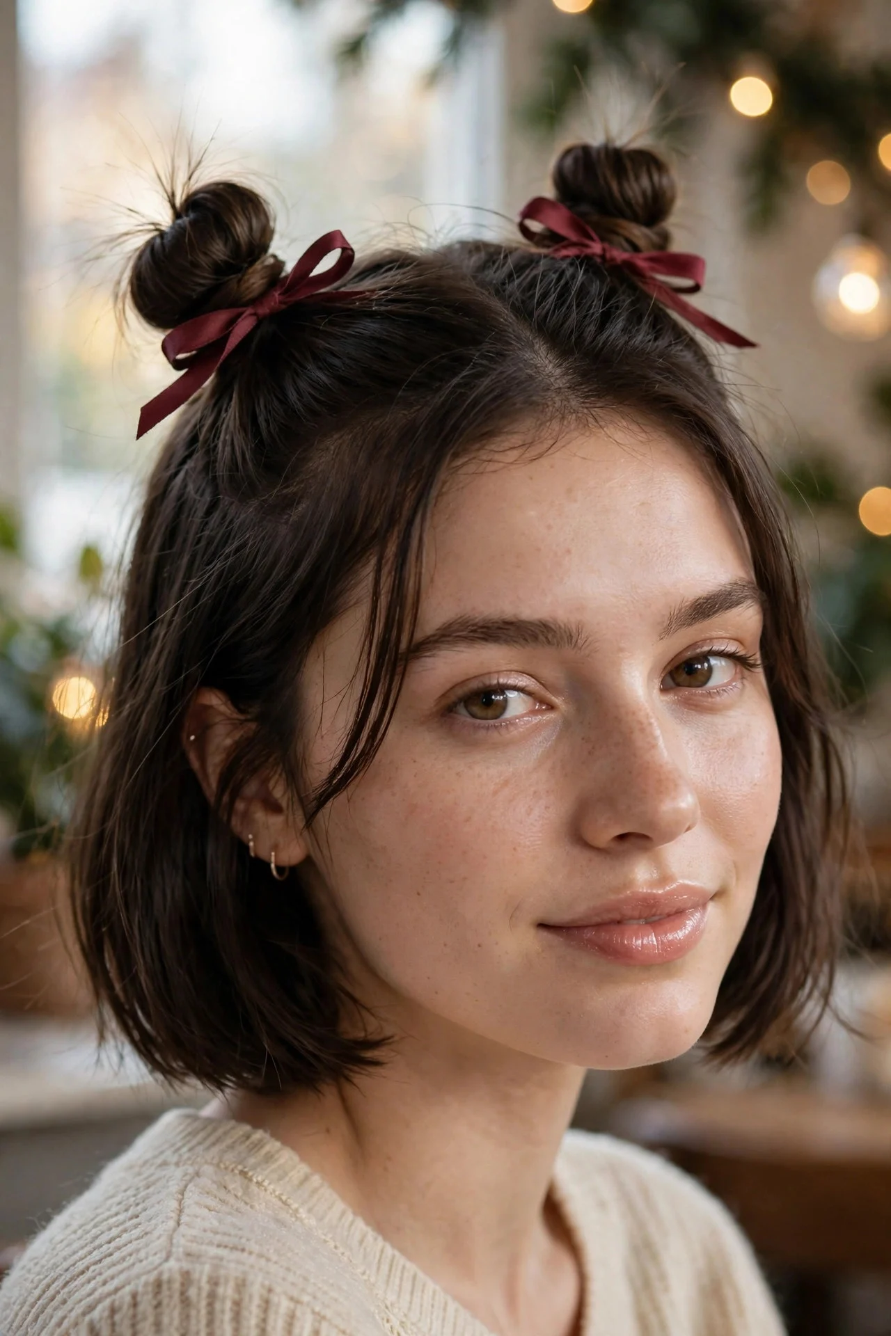 Space Buns with a Middle Scarf or Ribbon