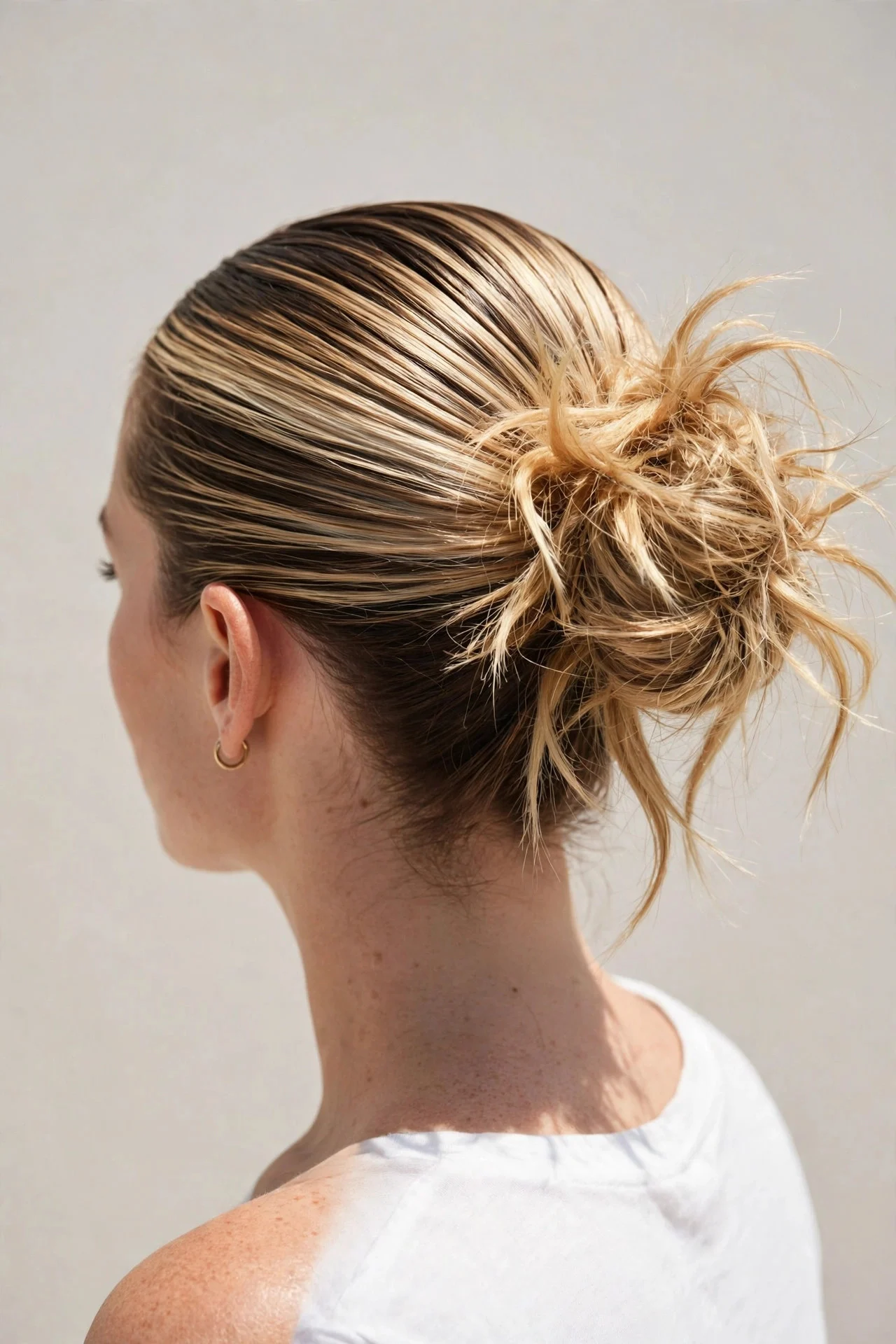 The Sleek-Front Messy-Back Bun