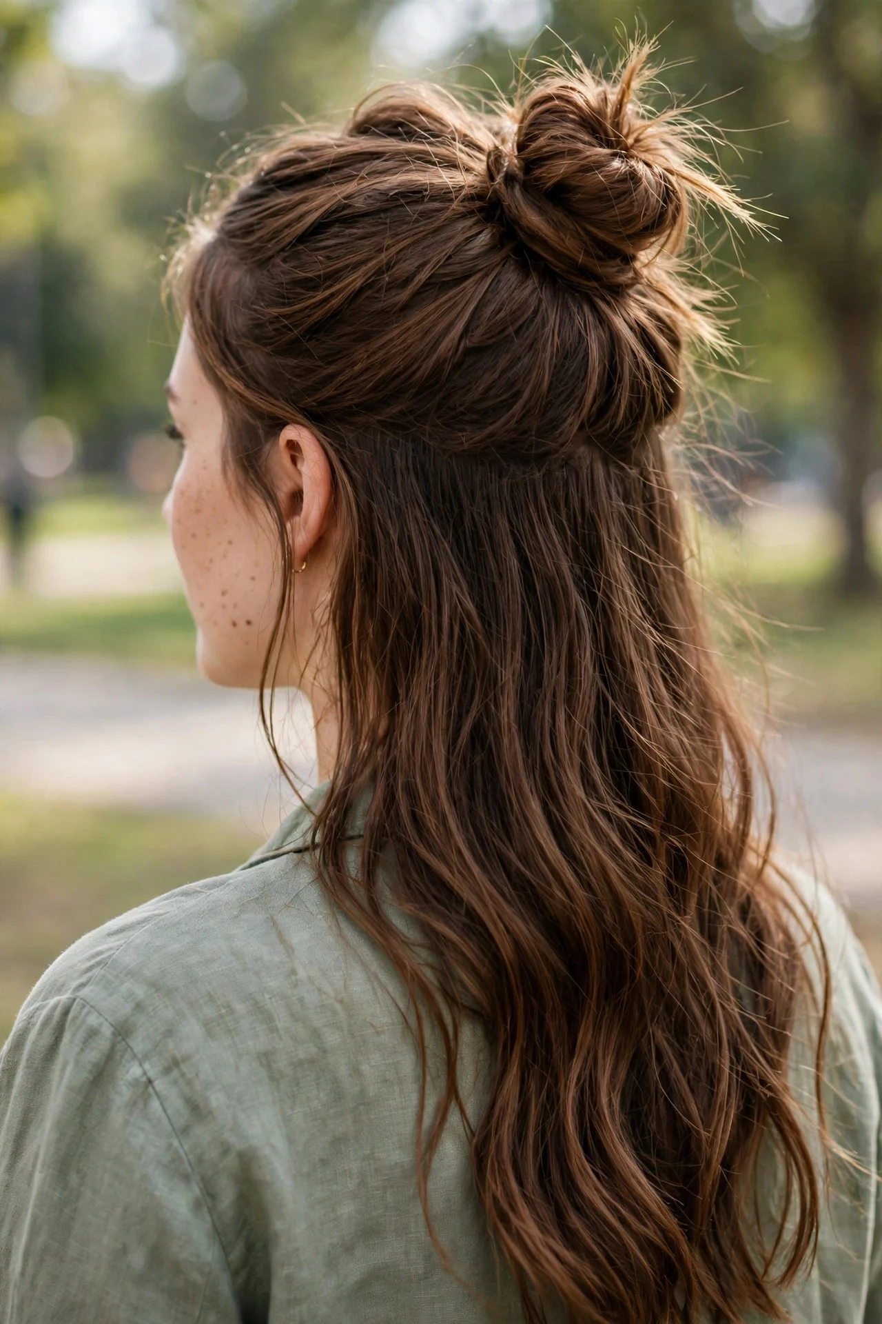 The Half-Up Messy Bun