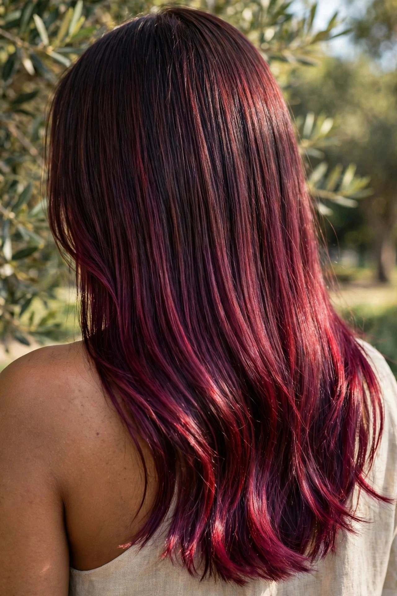 The Midnight Merlot Melt - plum brunette hair idea