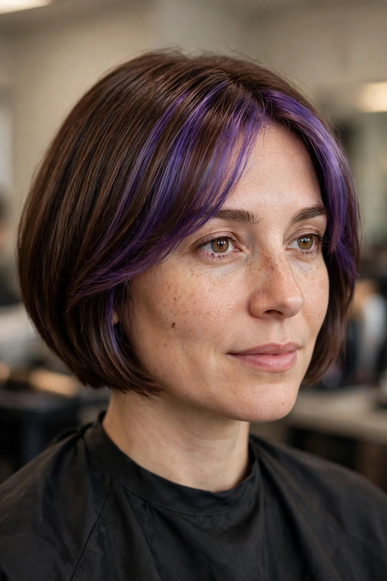 Plum-Tinted Face Frame - plum brunette hair idea