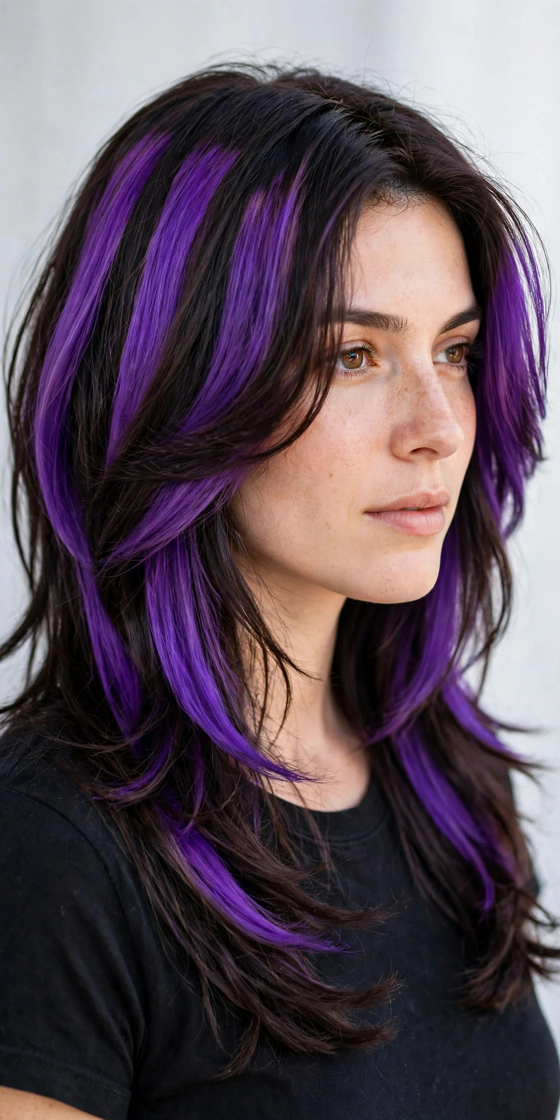 Vivid Plum Panels - plum brunette hair idea
