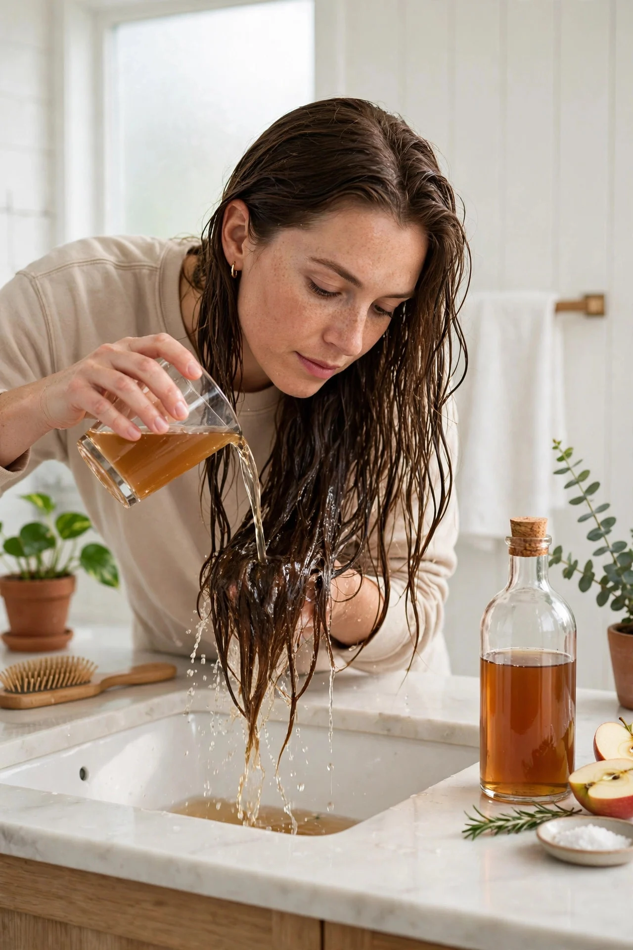 Rinse With a Diluted Apple Cider Vinegar Rinse