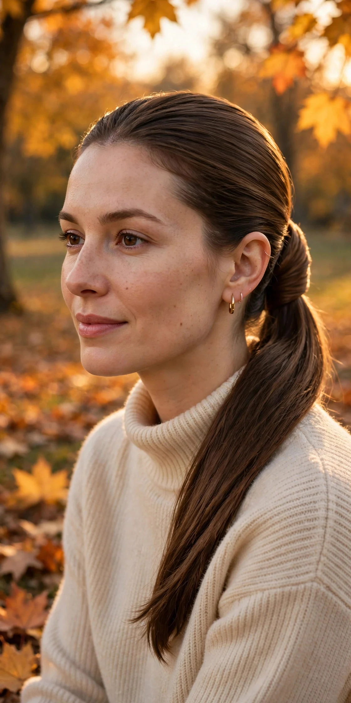 Low Sleek Ponytail with a Wrapped Base