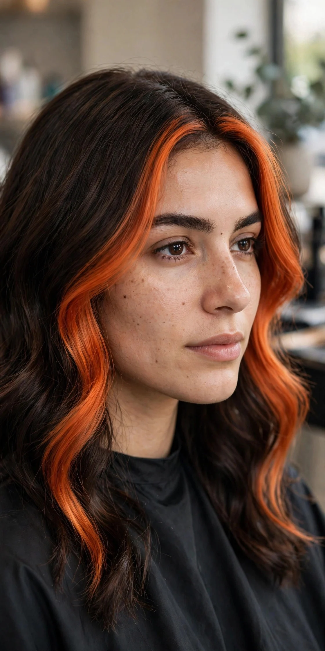 Face-Framing Copper Money Piece - copper balayage idea