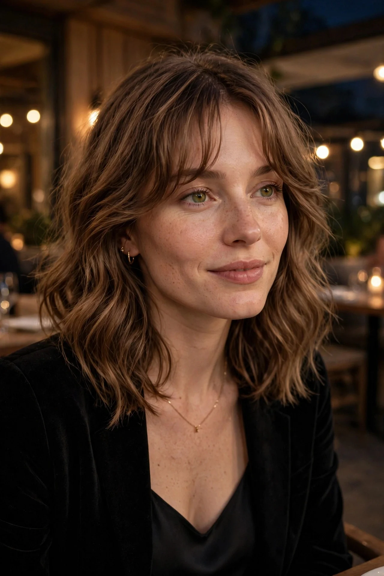 Wavy Lob with Curtain Bangs