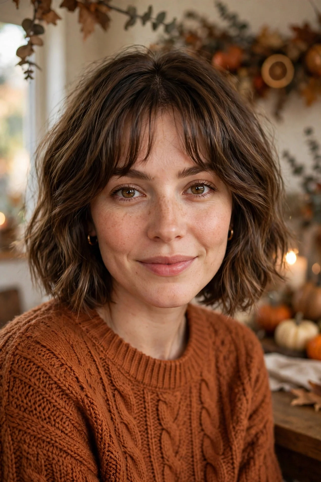 Textured Lob With Curtain Bangs