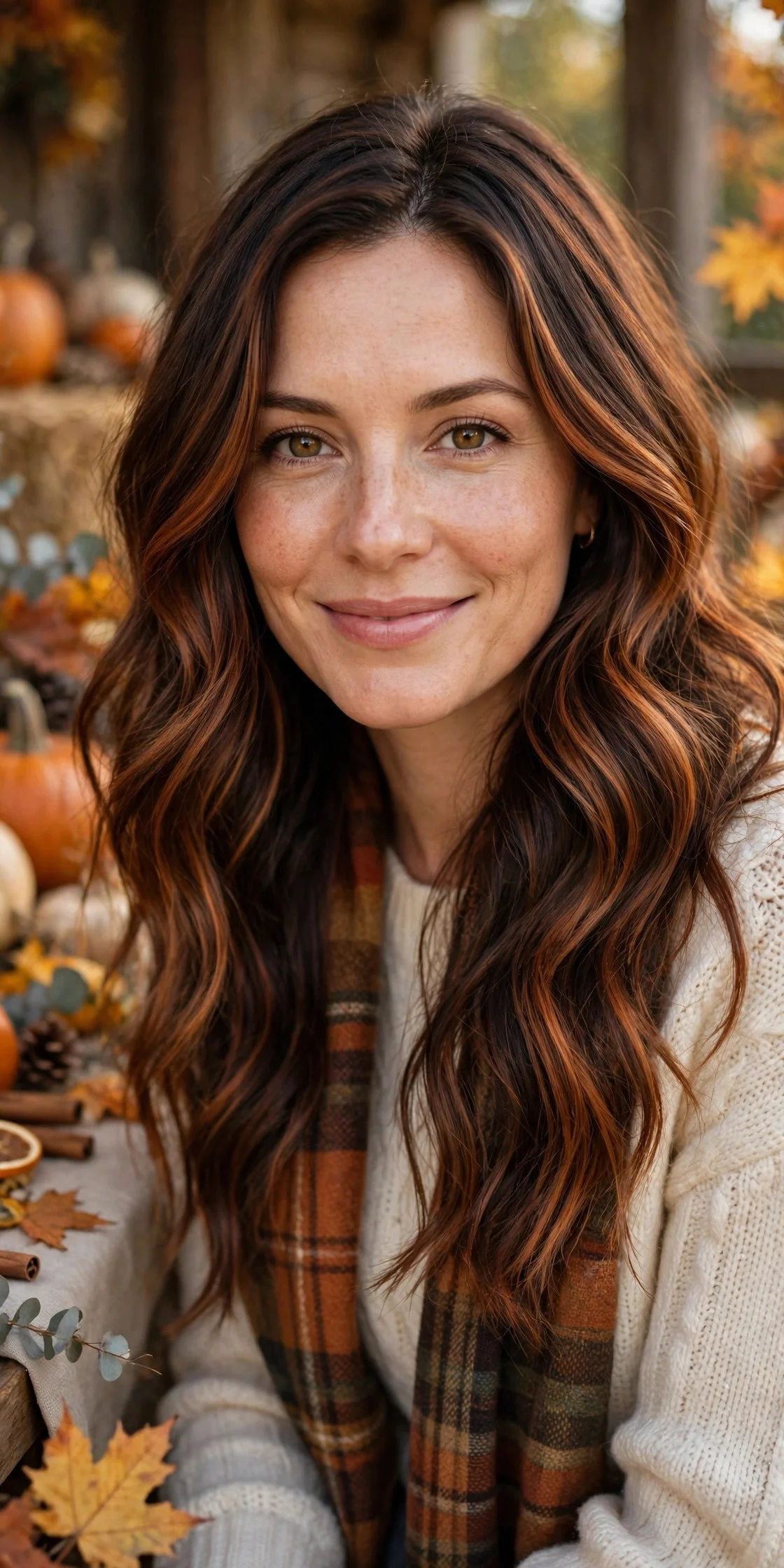 Autumn Copper Balayage Waves