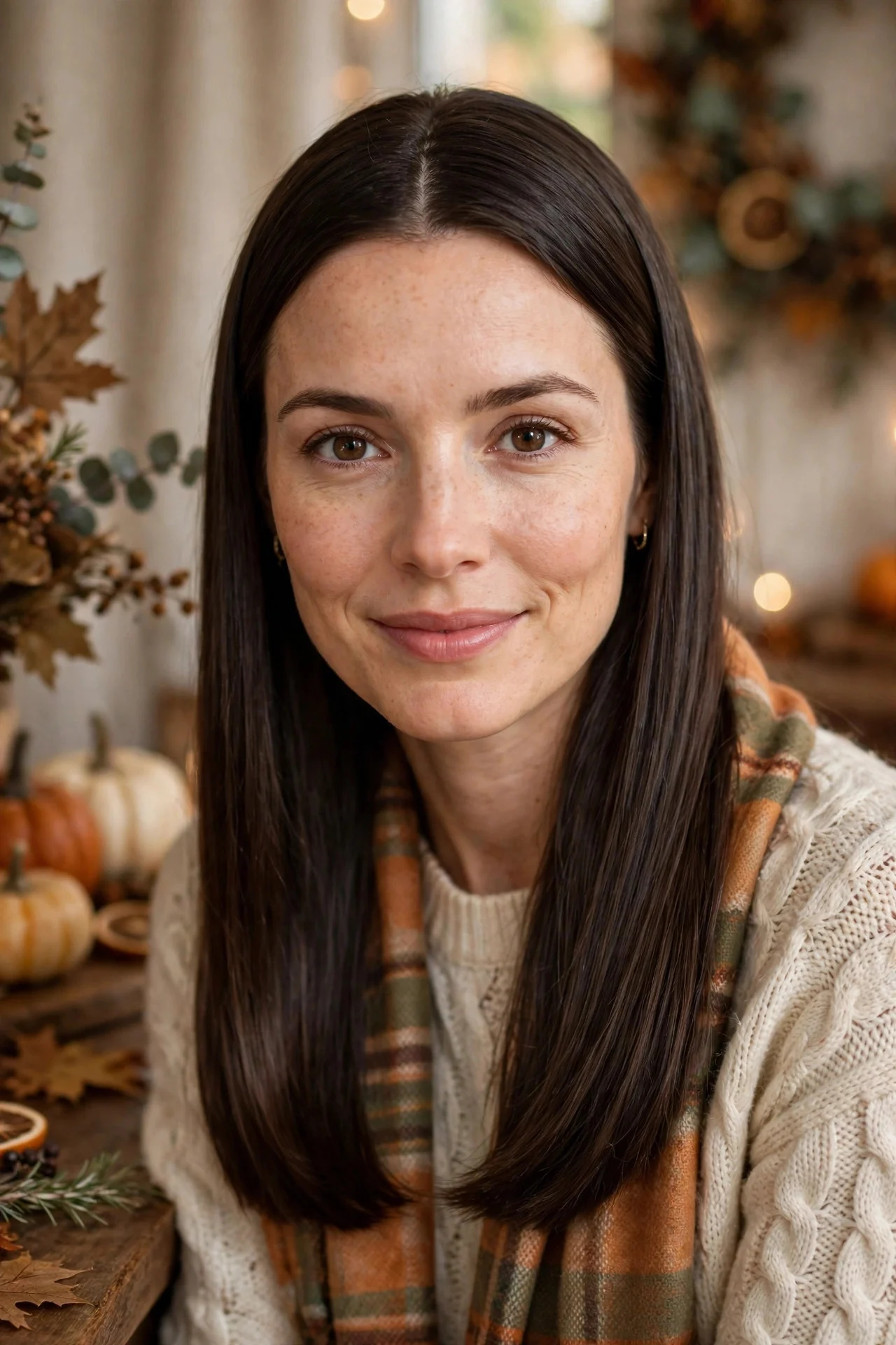 Sleek Middle-Part Straight Hair