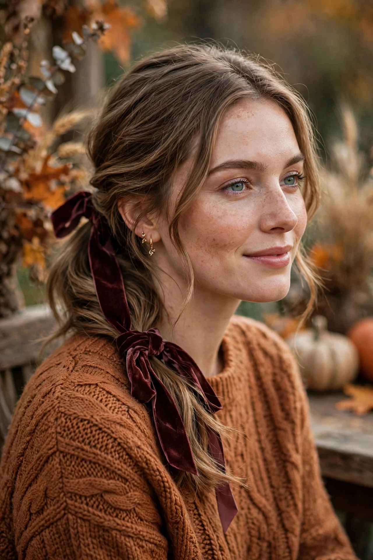 Romantic Low Ponytail With Ribbon