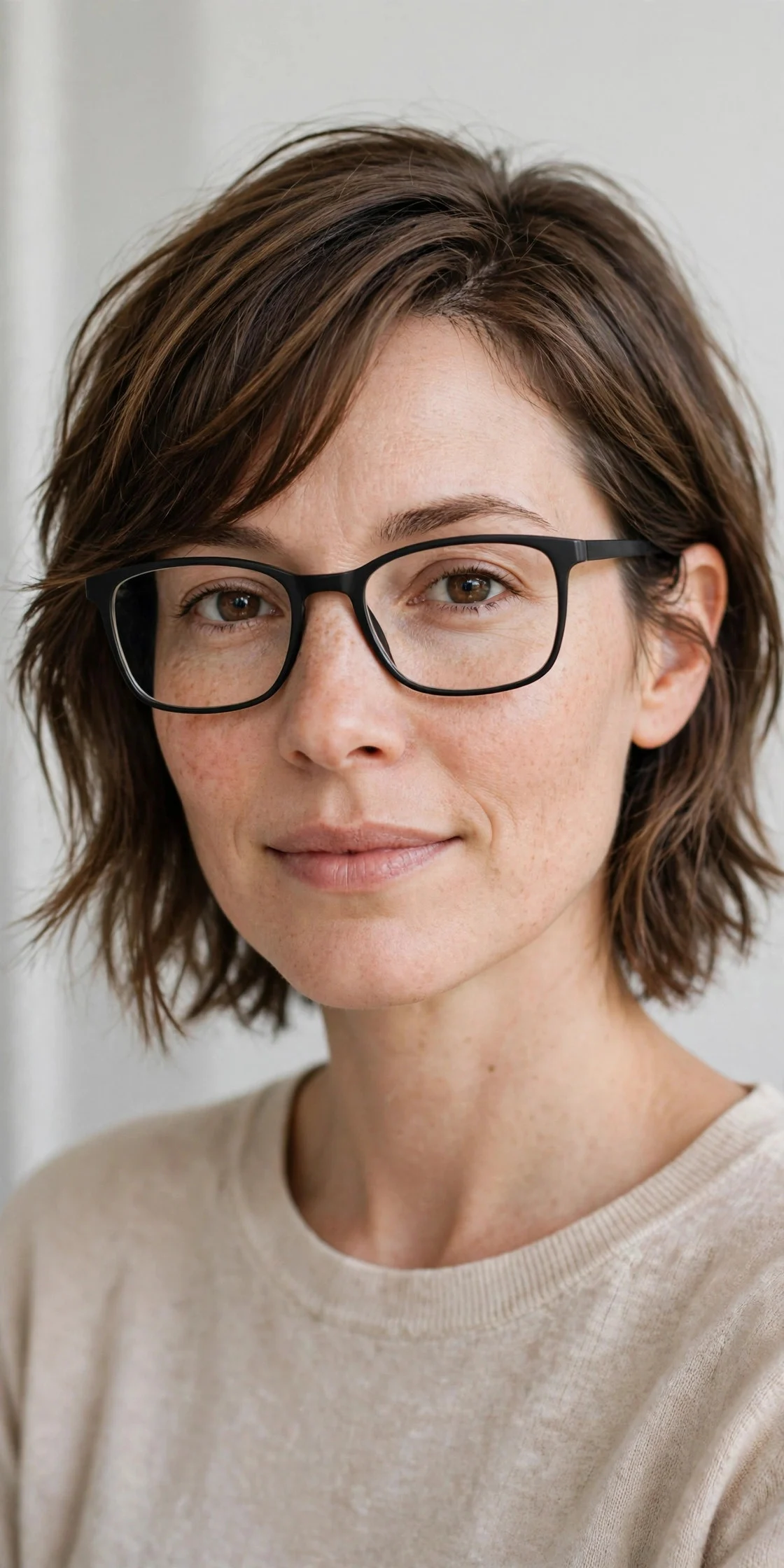 2. Textured Lob with Side-Swept Bangs