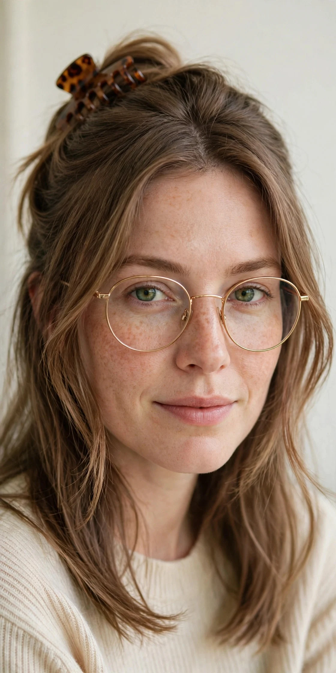 8. Half-Up Claw Clip Style with Loose Front Layers