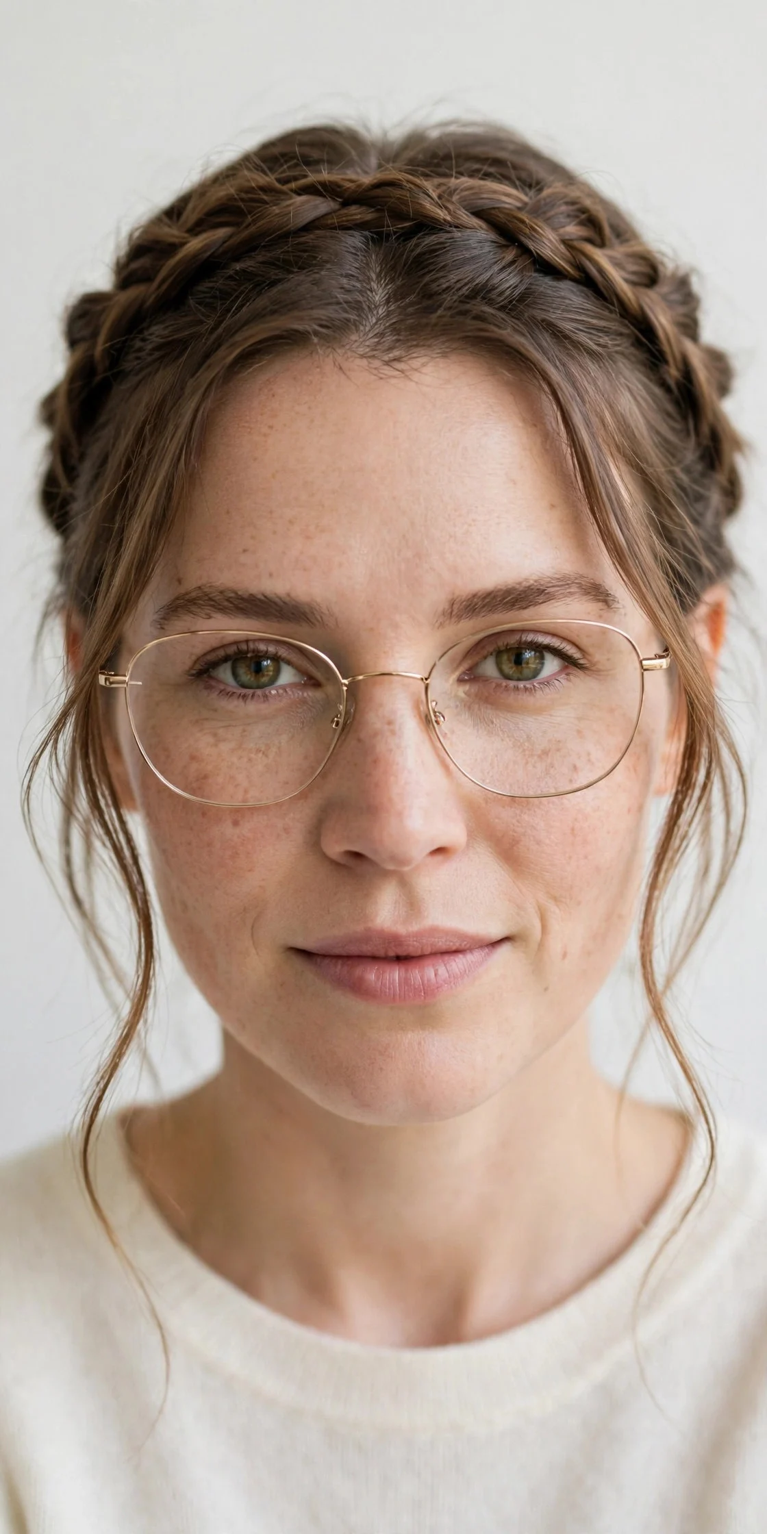 10. Braided Crown with Soft Face-Framing Tendrils