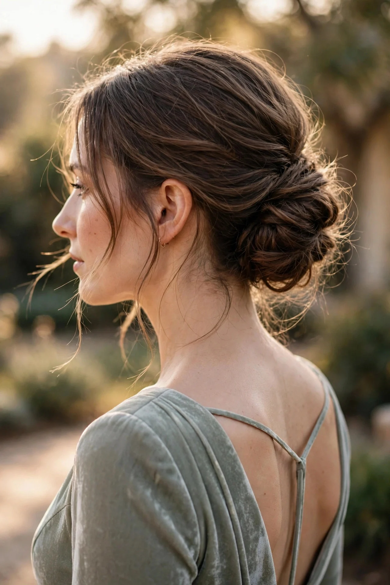 2. Low Textured Chignon at the Nape
