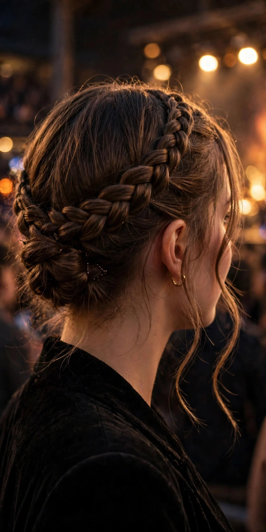 5. Braided Crown with Loose Tendrils