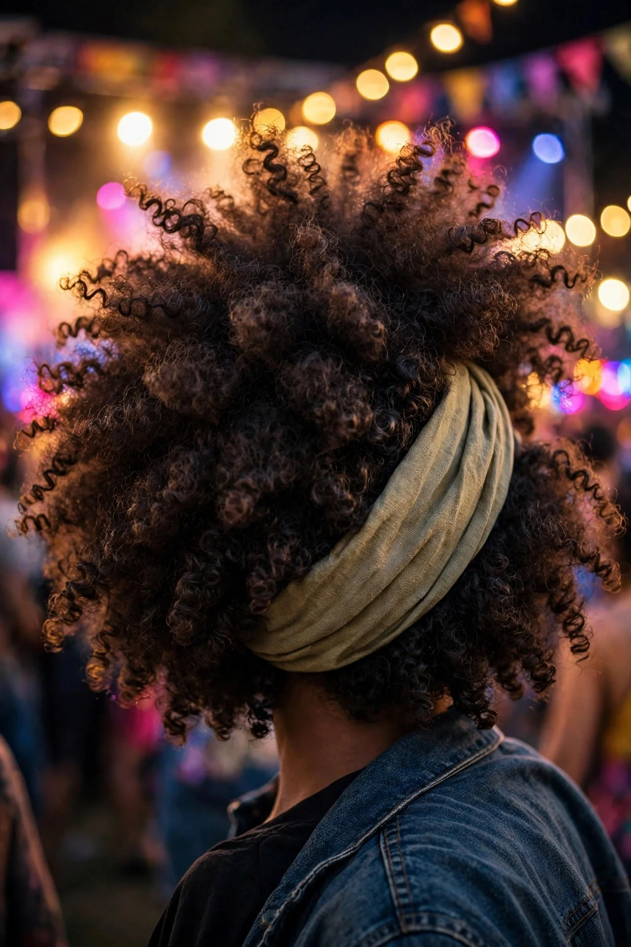 9. Voluminous Curly Afro with a Headband