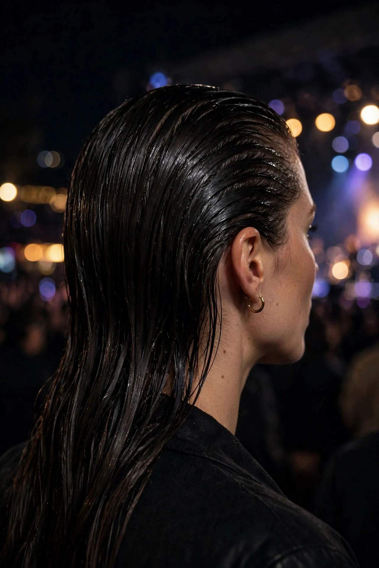 10. Wet-Look Slicked Back Hair
