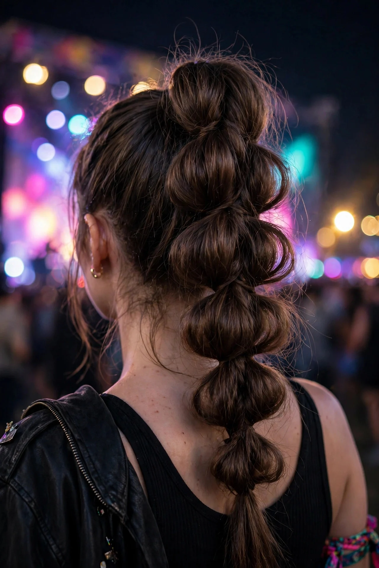 12. Chunky Bubble Braid Ponytail
