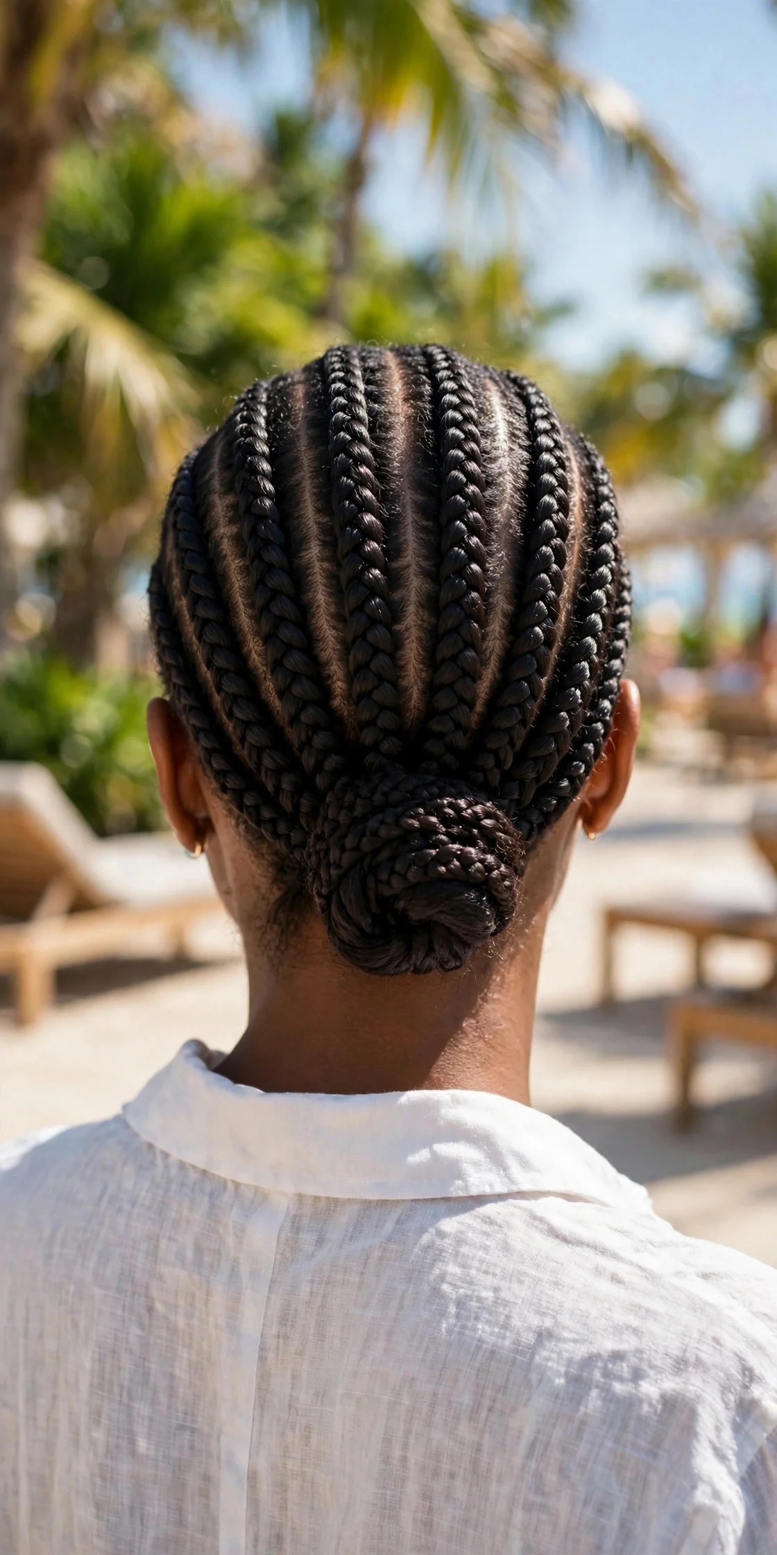12. Cornrows with a Low Bun Finish