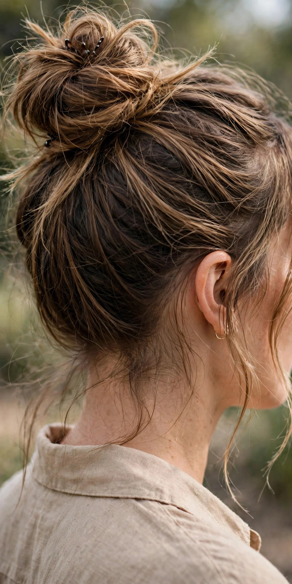 1. Messy High Bun With Face Framing Pieces