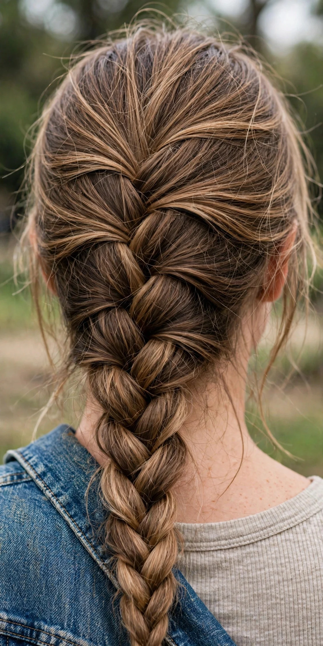 3. Textured French Braid Down the Back