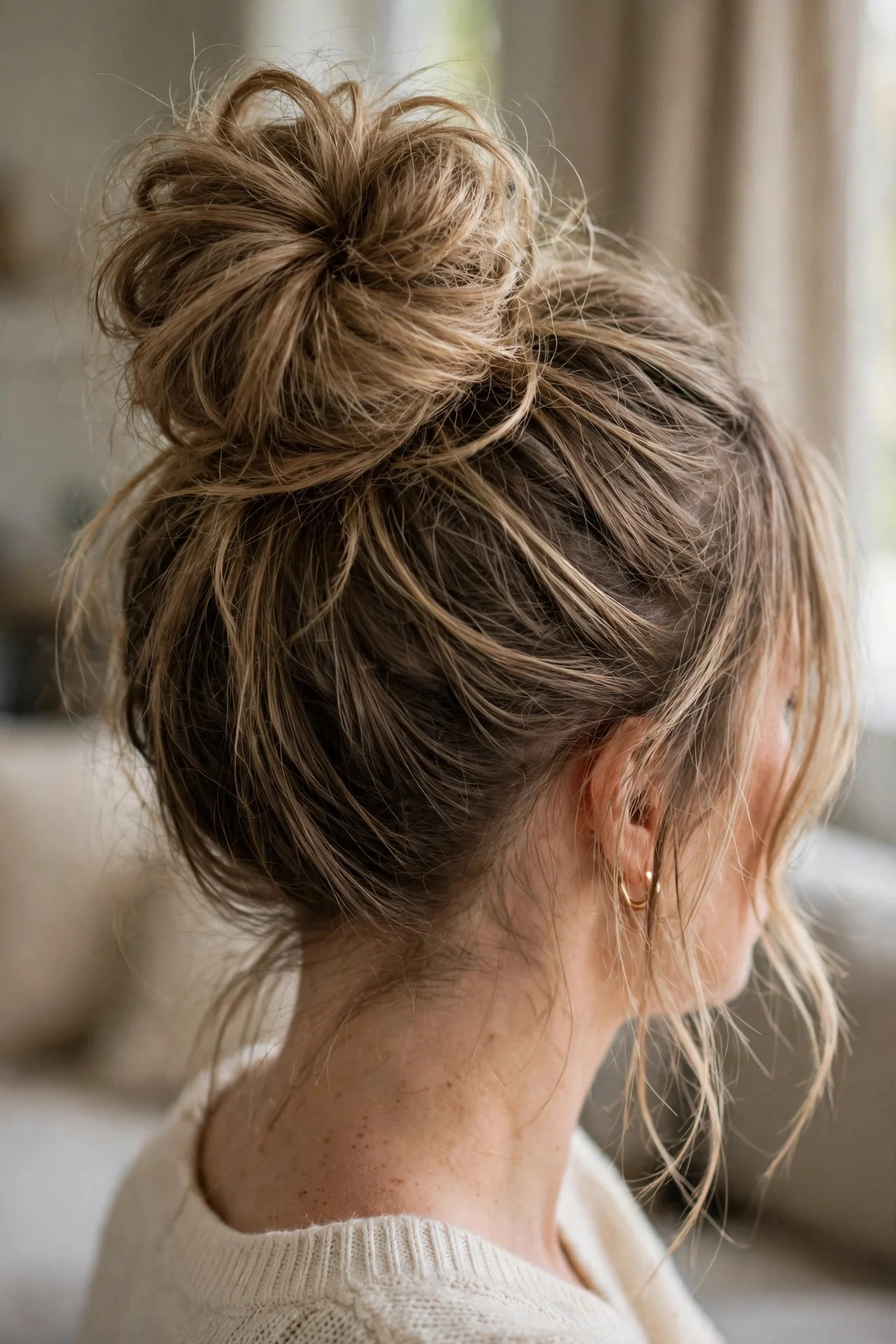 7. Voluminous Top Knot With Dry Shampoo Texture