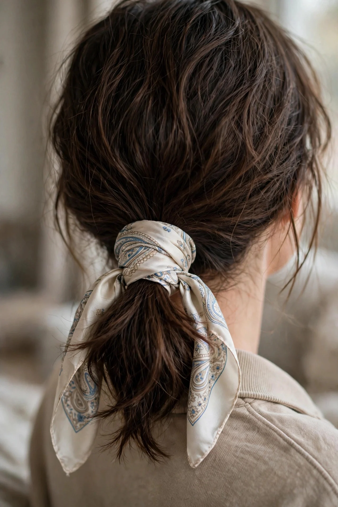 9. Wrapped Scarf Ponytail