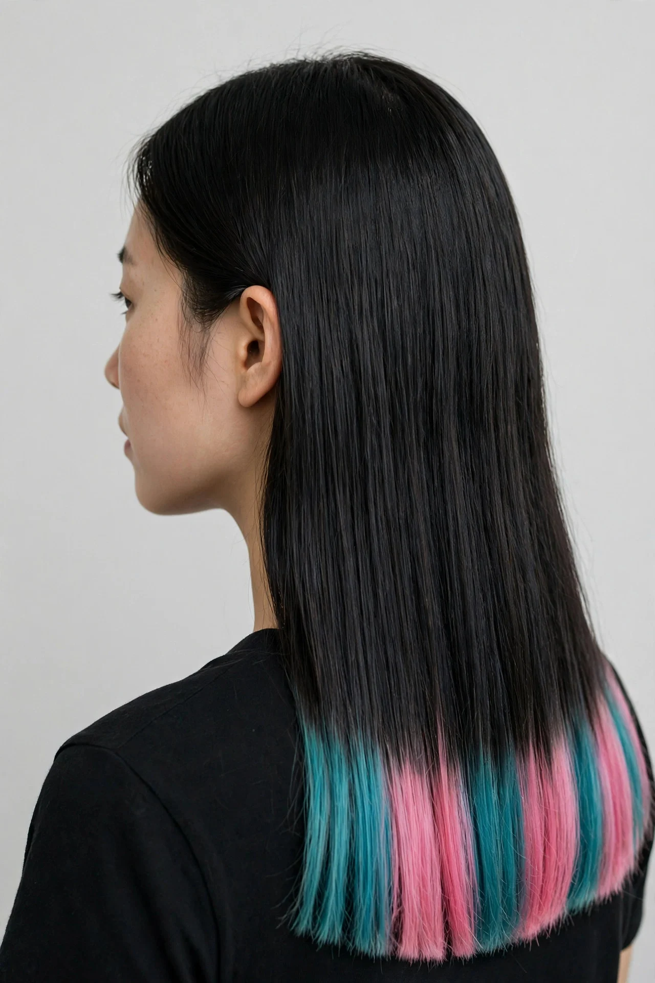 Dip-Dyed Teal and Pink Ends hair