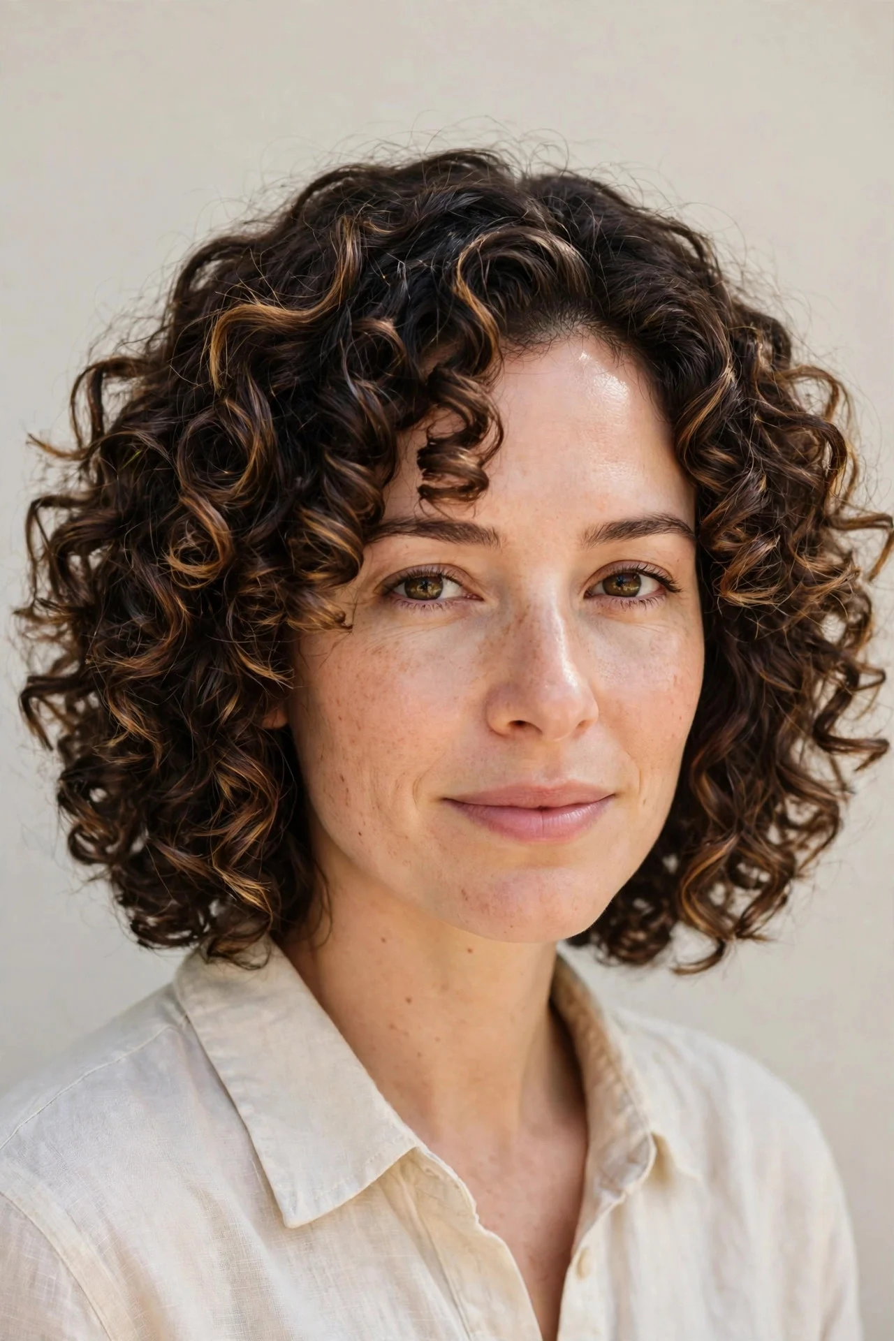 11. Curly Lob with Subtle Highlights