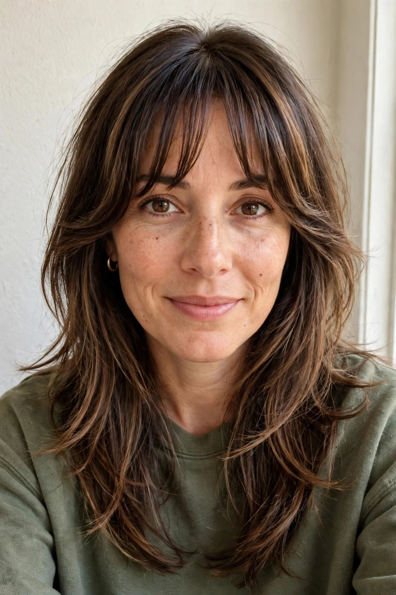 10. Curtain Bangs With Long Layers