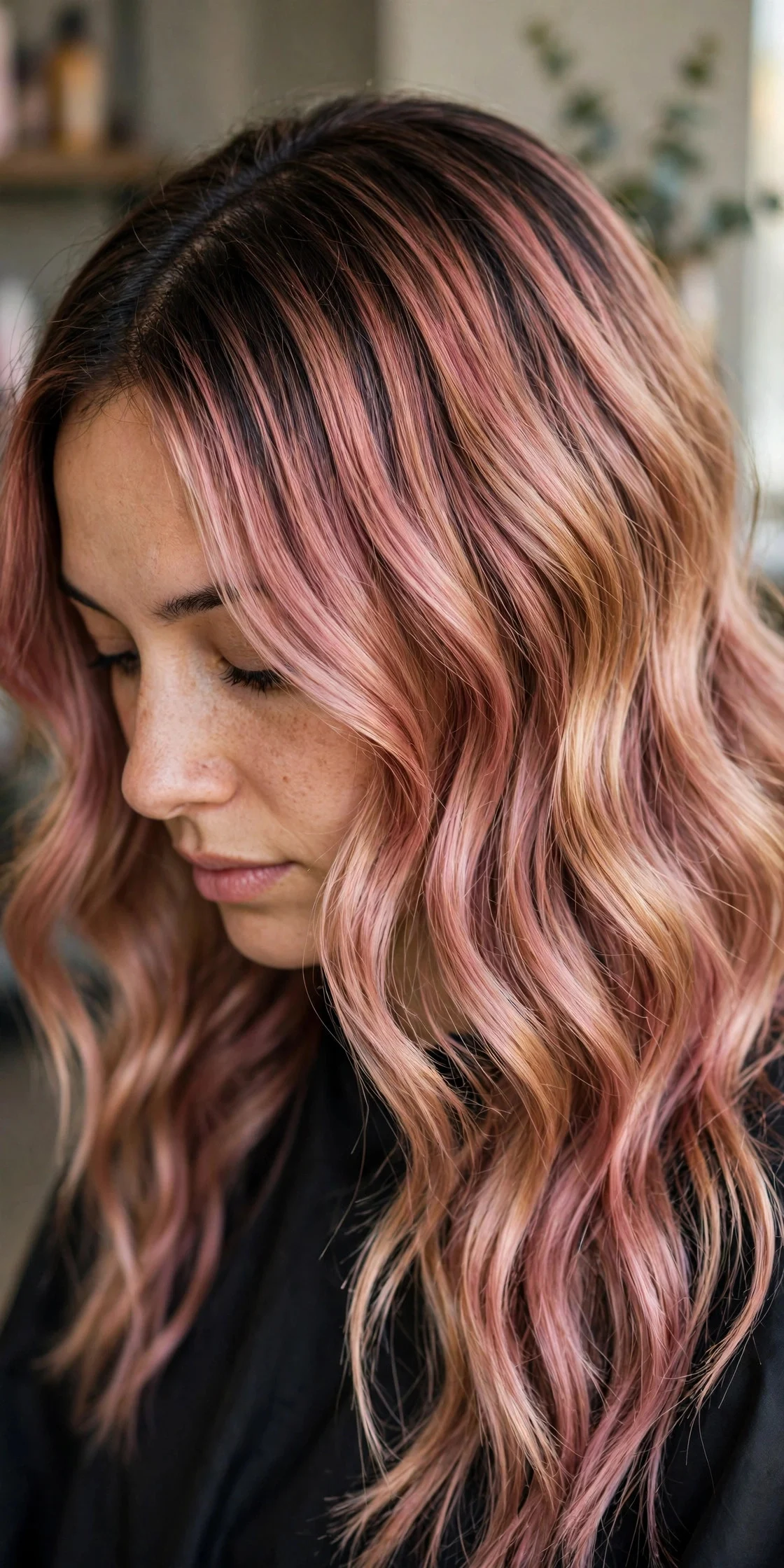 Rose-Gold Melt hair