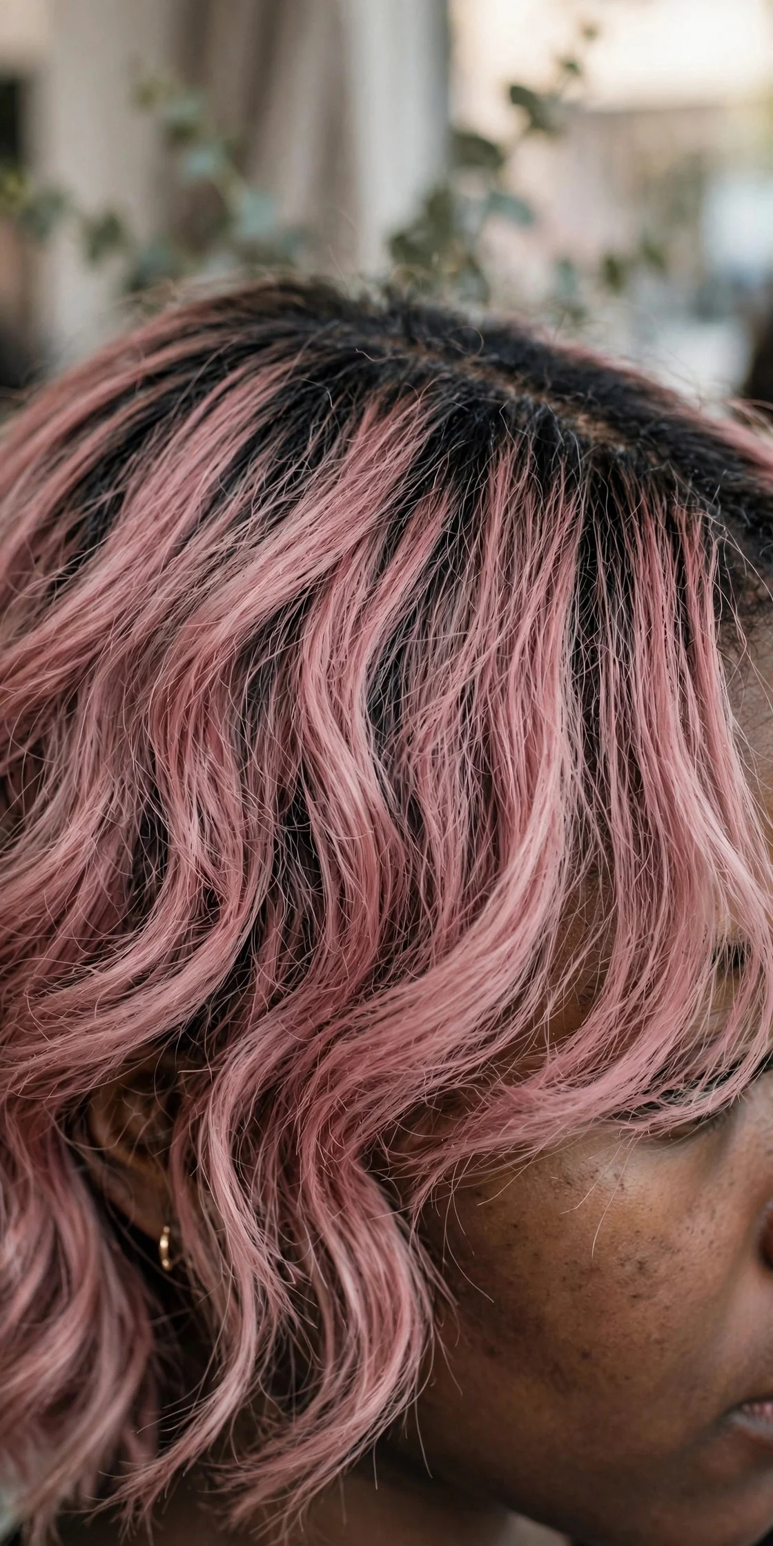 Dusty Rose with Dark Roots hair