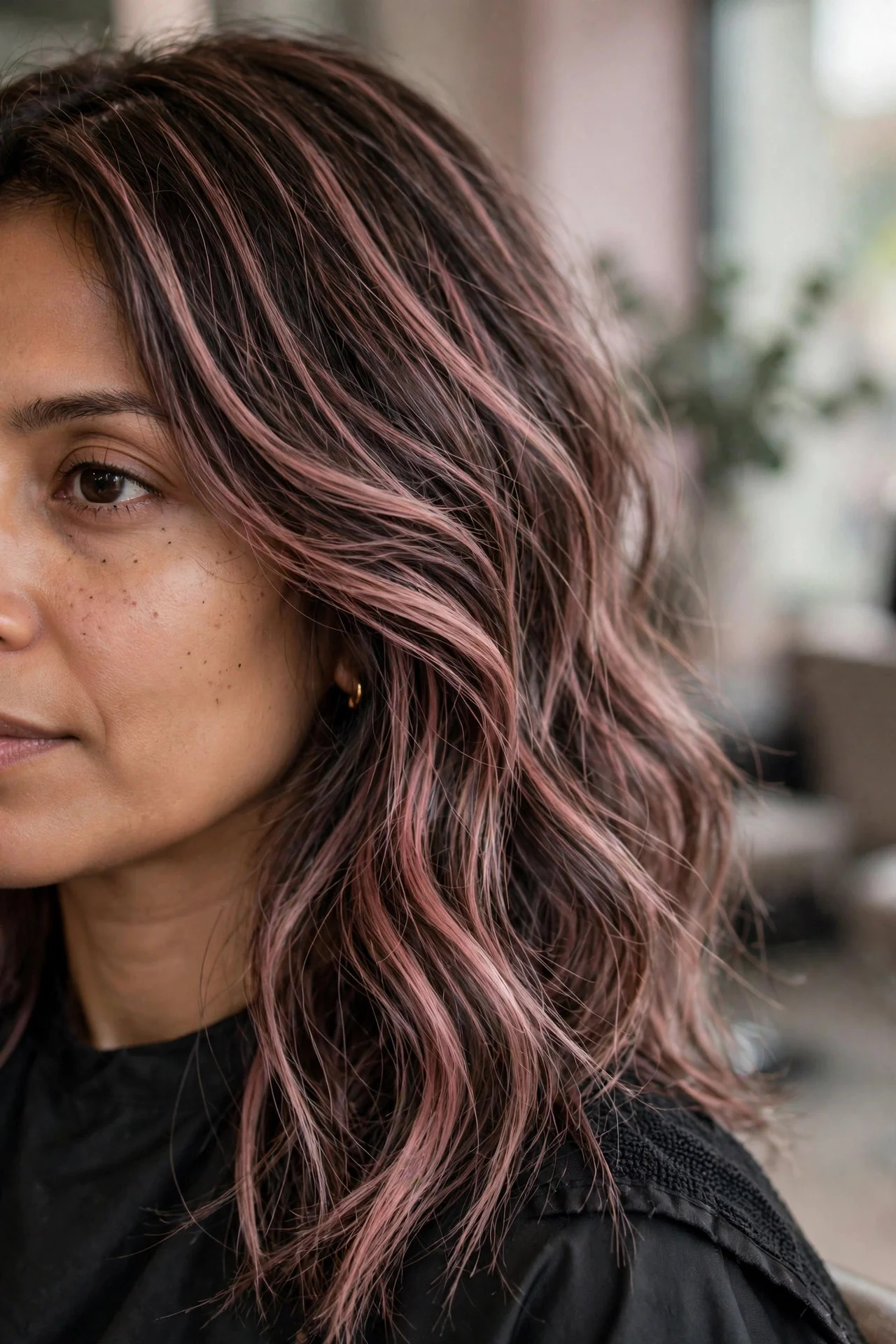 Dusty Pink Highlights hair