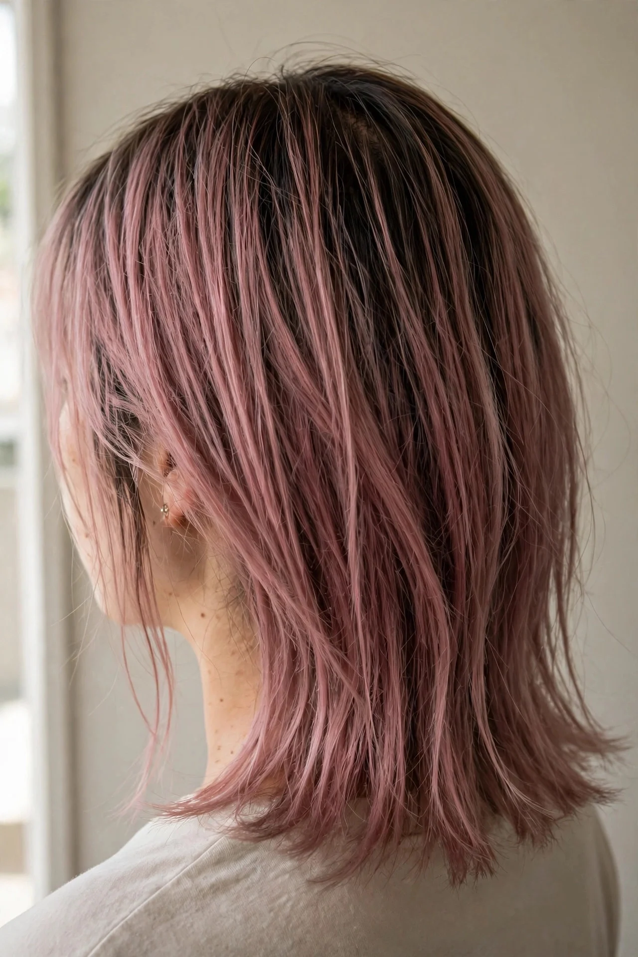 Lived-In Dusty Pink hair